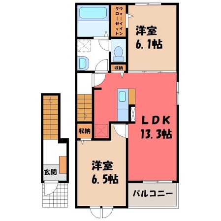 鹿沼駅 徒歩11分 2階の物件間取画像